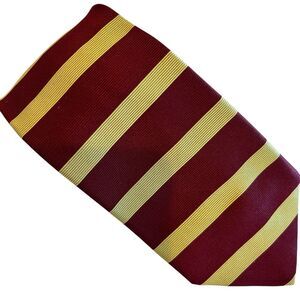 Brooks Brothers Repp vintage Silk Mens Tie Makers Silk Maroon Gold Horiz Stripe